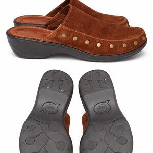 Born Tan Brown Suede Slip-On Clogs